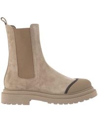 Brunello Cucinelli - Suede Chelsea Boot With "precious Detail" - Lyst