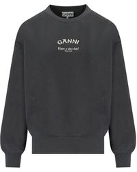 Ganni - Isoli Grey Oversize Sweatshirt - Lyst