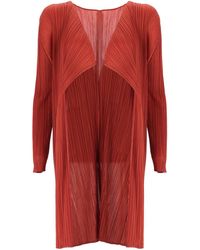 Pleats Please Issey Miyake - Open Pleated Duster Coat - Lyst