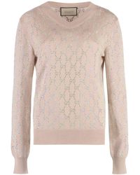 Gucci - Wool V-neck Sweater - Lyst