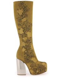 Dries Van Noten - Embroidered Jacquard High Boots - Lyst
