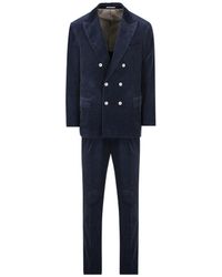 Brunello Cucinelli - Double-breasted Pleated Tailored Suit - Lyst