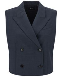 Theory - Slightly Cropped Double-Breasted Vest With Peak Lapels - Lyst