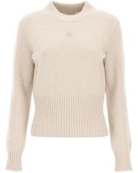 Tory Burch Monogram Embroidered Sweater - Natural