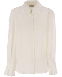 Elisabetta Franchi - Georgette Shirt With Floral Embroidery - Lyst