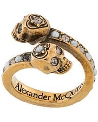 McQueen - Brass Skull Ring - Lyst