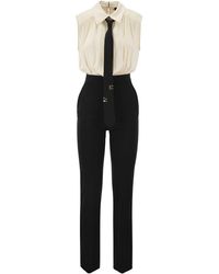 Elisabetta Franchi - Crepe And Viscose Combination Suit With Tie - Lyst