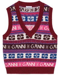 Ganni - Logo Wool Vest - Lyst