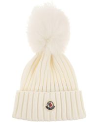 Moncler - Wool Cap With Synthetic Pompom - Lyst