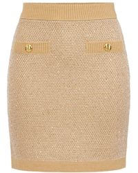 Elisabetta Franchi - Knitted Mini Skirt With Sequins - Lyst