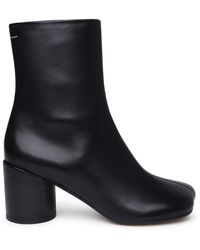 MM6 by Maison Martin Margiela - Black Leather Ankle Boots - Lyst