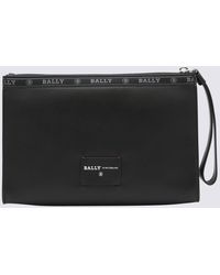 Bally - Black Leather Logo Patch Pouches - Lyst