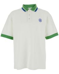 Drole de Monsieur - 'Le Polo Piqué Tresse' Polo Shirt With Classic Collar And Logo Embroidery On The Front - Lyst