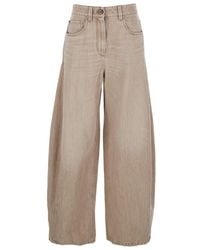 Brunello Cucinelli - Jeans With Five-Pocket Design And Patch Logo On The Back - Lyst