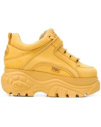 New Womens Buffalo Tan Yellow 1339-14 2.0 Suede Trainers Chunky Lace Up 