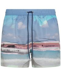 Paul Smith - Swim Shorts With All-Over Print And Drawstring Waist - Lyst