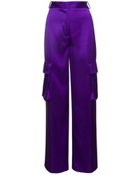 Versace - Purple Cargo Pants Satn Effect With Cargo Pockets In Viscose Woman - Lyst