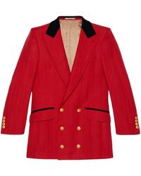 Gucci - Wool And Linen Blend Blazer Jacket - Lyst