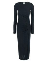 Isabel Marant - 'Jelina' Midi Dress With Round Neck And Ruched Details - Lyst