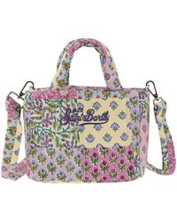 Mc2 Saint Barth - Soft Tote Mini Quilted Bag With Flowers - Lyst