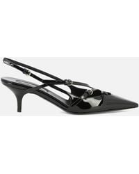 Miu Miu - Patent Leather Slingback Pumps With Buckles - Lyst