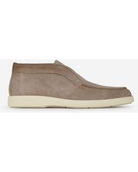 Santoni - High Suede Leather Loafers - Lyst