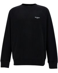 Balmain - Crew-neck Sweatshirt With Flocked Logo - Lyst