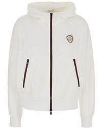 Brunello Cucinelli - Sweatshirt With Fixed Hood And Logo Patch On The Front - Lyst