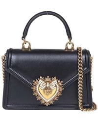 Dolce & Gabbana - Small Devotion Handbag In Black Leather - Lyst