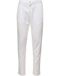 Kiton - White Slim Trousers With Elasticated Waistband In Stretch Lyocell Man - Lyst