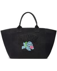 Ganni - Recycled Cotton Xxl Tote Bag - Lyst