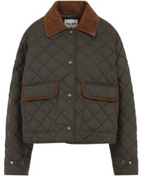 Miu Miu - Quilted Technical Pongé Blouson Jacket - Lyst