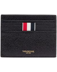 Thom Browne - Man's Leather Card Holder With Logo - Lyst