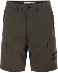 Stone Island - Stretch Cotton Canvas Bermuda Shorts - Lyst