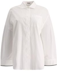 Brunello Cucinelli - Poplin Shirt With Shiny Cuff Details - Lyst