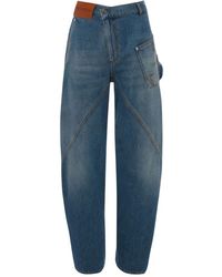 JW Anderson Oversized Twisted Wide-leg Jeans- '20s - Blue