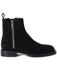 Off-White c/o Virgil Abloh - Military Zipped Suede Ankle Boots - Lyst