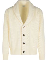 Eleventy - Ivory Wool Blend Cardigan - Lyst