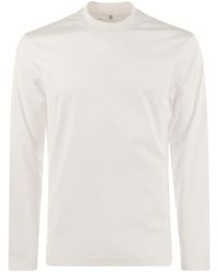Brunello Cucinelli - Long-Sleeve Cotton Jersey Chimney Neck T-Shirt - Lyst