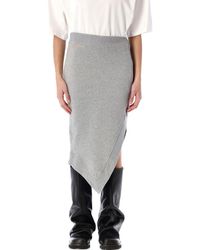The Attico - Fleece Midi Skirt With Asymmetric Hem - Lyst