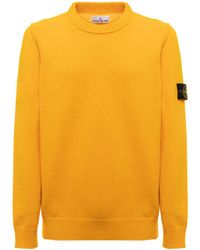 Stone Island Blue Sweater In Wool With Buttoned Turtleneck And Logo ...