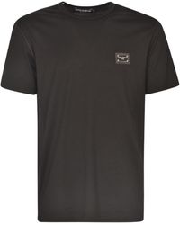 Dolce & Gabbana - Cotton T-Shirt With Branded Tag - Lyst