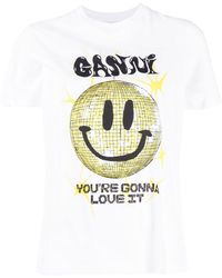 Ganni Smiley Organic Cotton T-shirt - Metallic