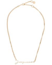 Jacquemus - Gold-tone Le Chaine Necklace With Logo Plaque In Brass Woman - Lyst