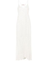 Twin Set - Long Viscose Dress With Semi-Transparent Sequins - Lyst