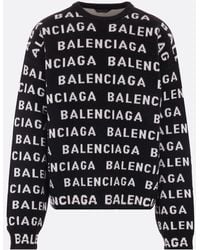 Balenciaga - Allover Logo Crewneck Sweater - Lyst