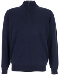 Kangra Cashmere - Sweater With High Neck And Half Zip Closure On The Front - Lyst