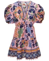 FARM Rio - Pleated Sleeves Ocean Garden Dress - Lyst