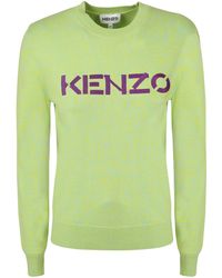 KENZO Logo-print Cotton Sweater - Green