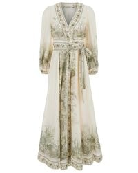 Zimmermann - 'Wanderlust' Long Dress With V-Neck And All-Over Floral Print - Lyst